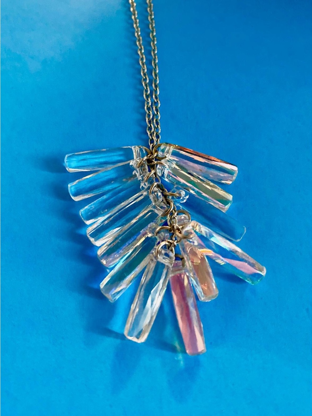 Swarovski Iridescent Crystal Fringe Pendant Necklace